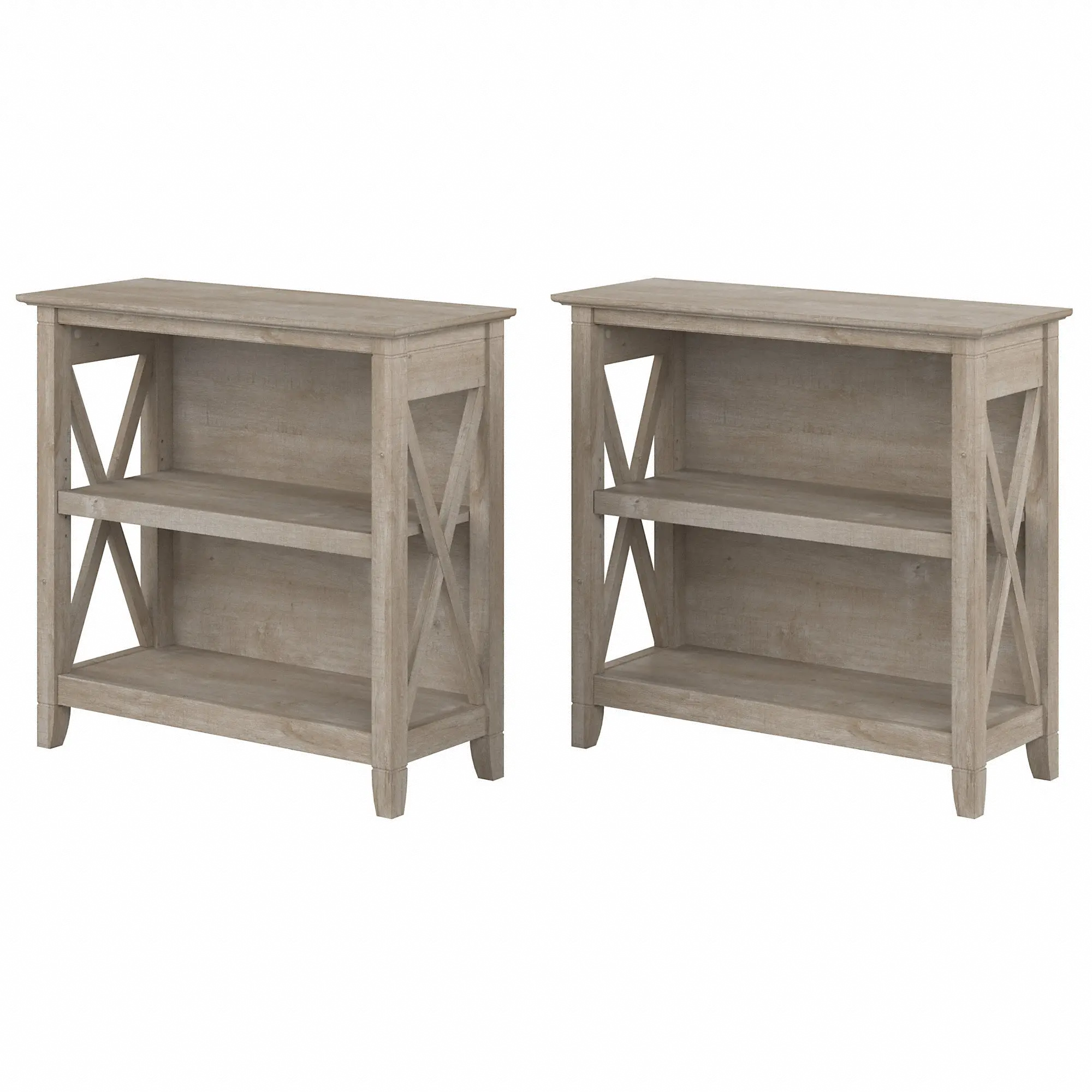 KWS053WG Set of 2 Key West Farmhouse Washed Gray Bookcases-2