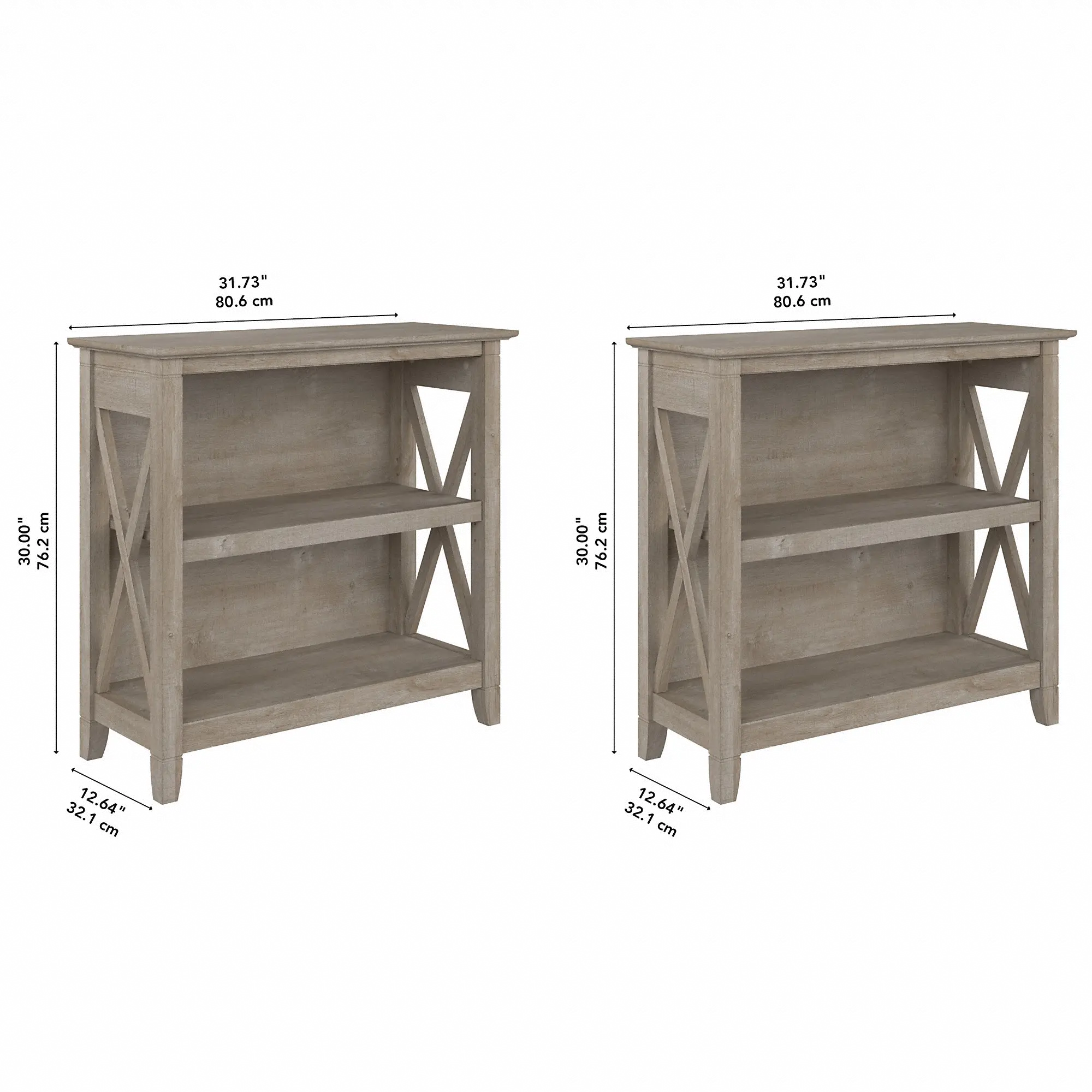 KWS053WG Set of 2 Key West Farmhouse Washed Gray Bookcases-6