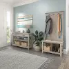 KWS056WG Key West Farmhouse Washed Gray Shoe Bench and Hall Tree with Console Table