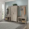 KWS057WG Key West Farmhouse Washed Gray Shoe Bench and Hall Trees with Tall Storage - Bush Furniture