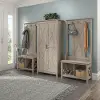 KWS057WG Key West Farmhouse Washed Gray Shoe Bench and Hall Trees with Tall Storage