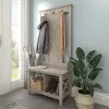 KWS166WG-03 Key West Farmhouse Washed Gray Shoe Bench and Hall Tree - Bush Furniture