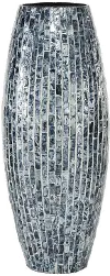 Mother of Pearl Blue Lacquer 19 Inch Vase