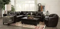 Cigar Dark Brown 2-Piece L-Shaped Leather Sectional
