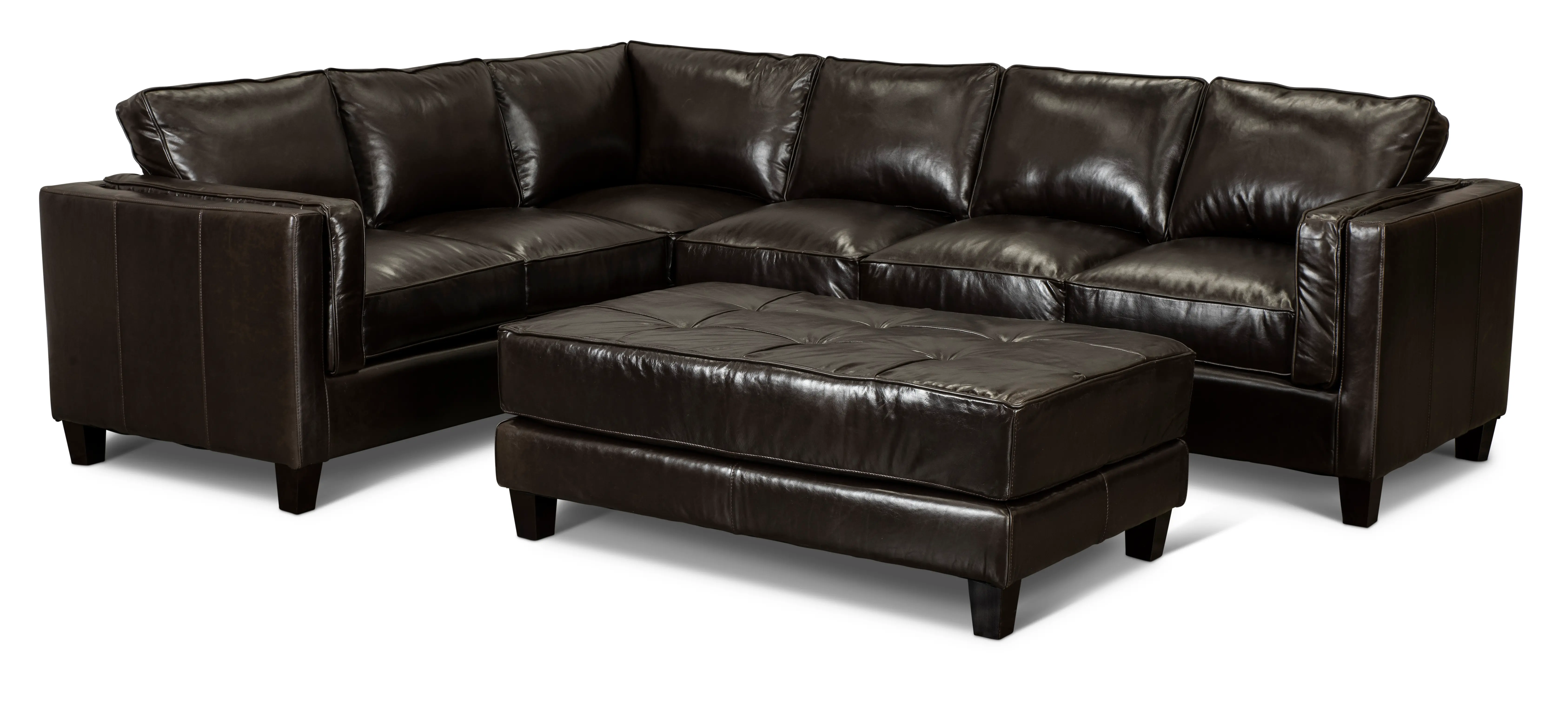 Cigar Dark Brown 2-Piece L-Shaped Leather Sectional-3
