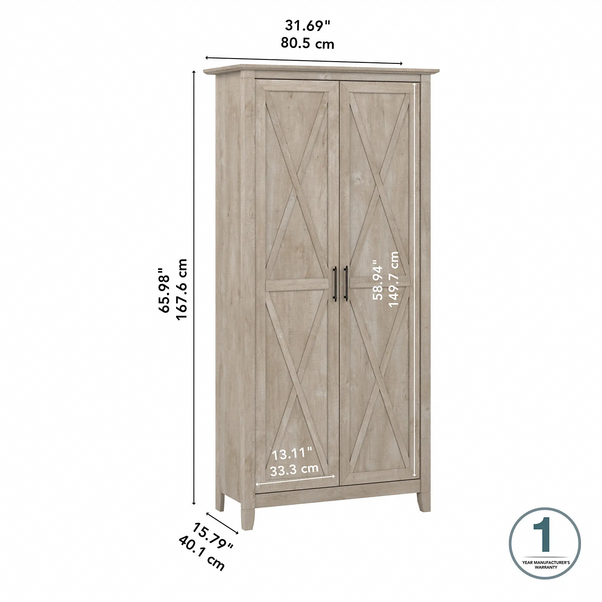 KWS266WG-03 Key West Farmhouse Washed Gray 2-Door Tall Storage Cabinet-3