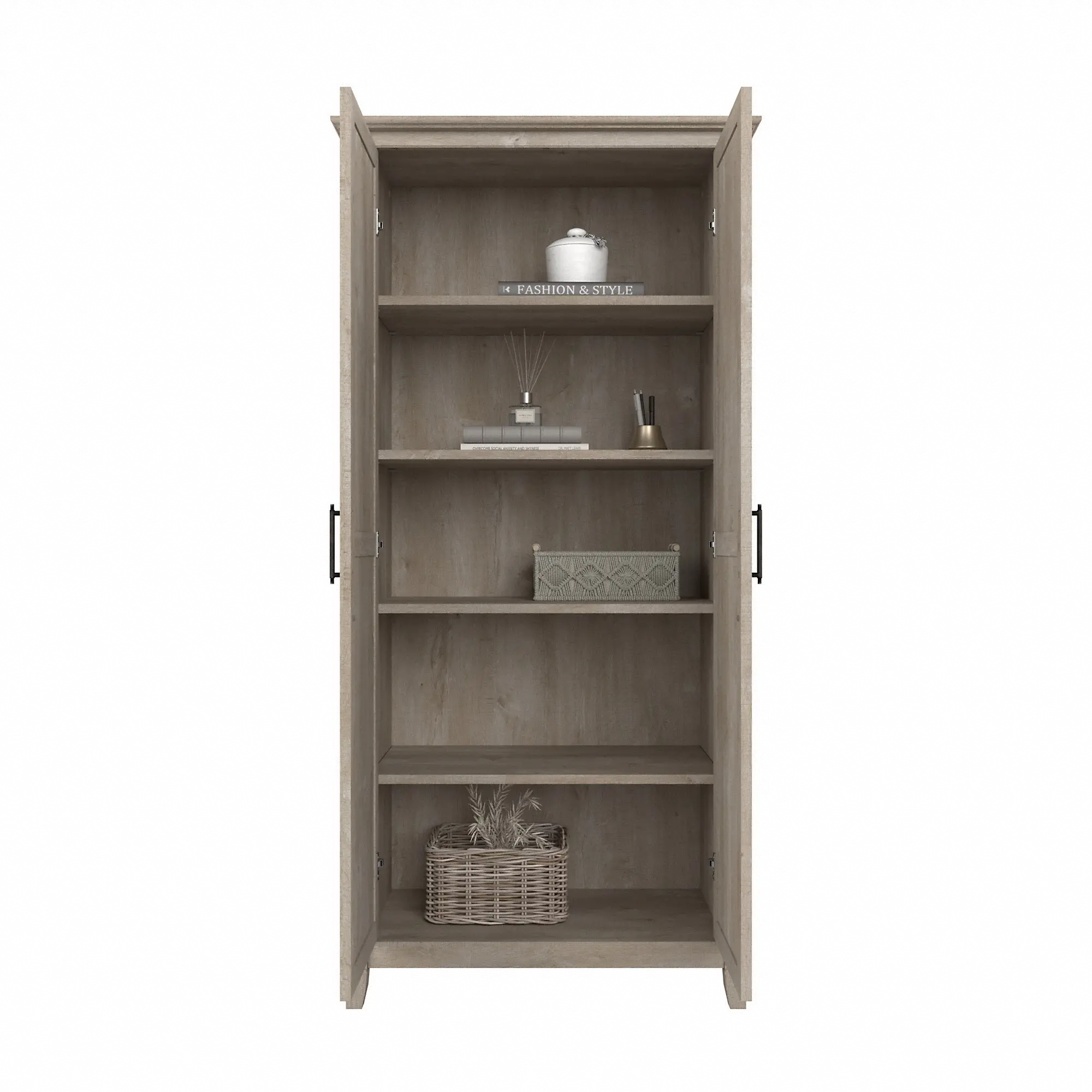 KWS266WG-03 Key West Farmhouse Washed Gray 2-Door Tall Storage Cabinet-4