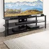 Travers Contemporary 70 Black Gloss TV Bench with Open Shelves