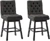 Boston Dark Gray Upholstered Counter Height Stools - Set of 2