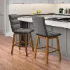 Boston Contemporary Set of Two Dark Grey Channel Tufted Counter Height Stools