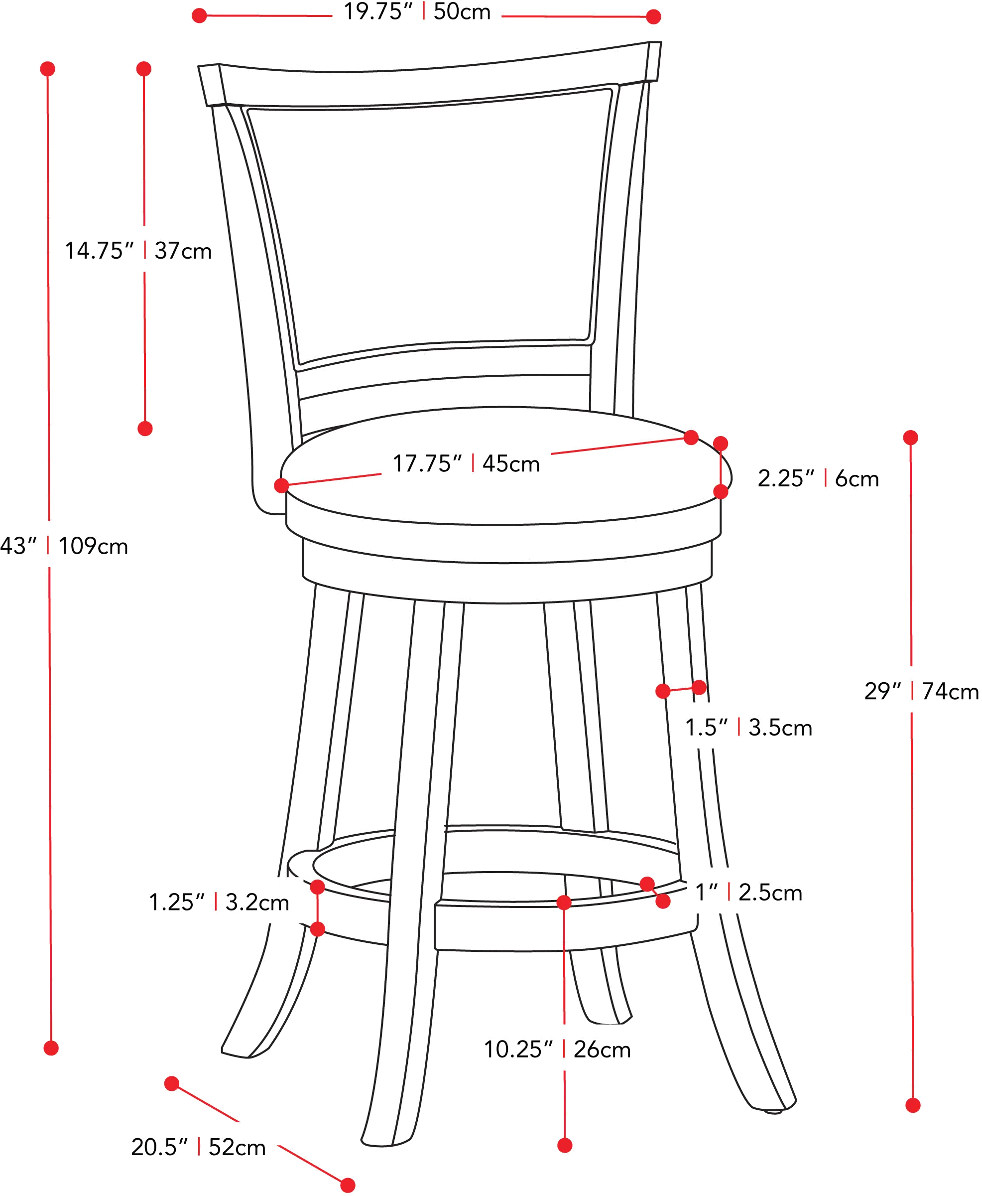 Woodgrove Contemporary Set of Two Black Wood Bar Height Stools-4