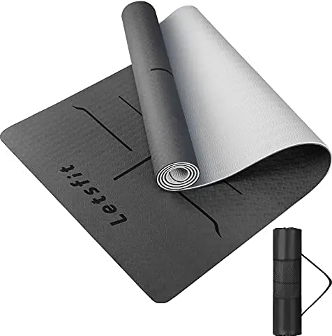 Letsfit Black and Gray Yoga Mat-1