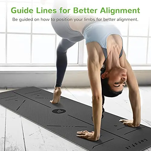 Letsfit Black and Gray Yoga Mat-4