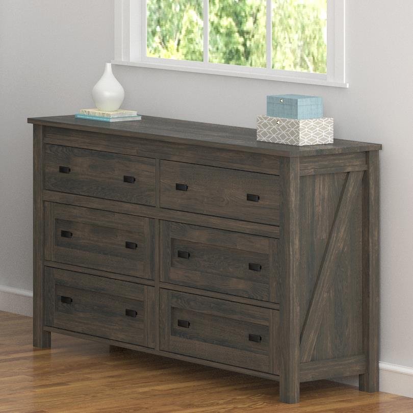 Farmington Farmhouse Weathered Oak 6-Drawer Dresser-2