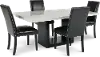 Valentino Marble and Black 5 Piece Dining Room Set