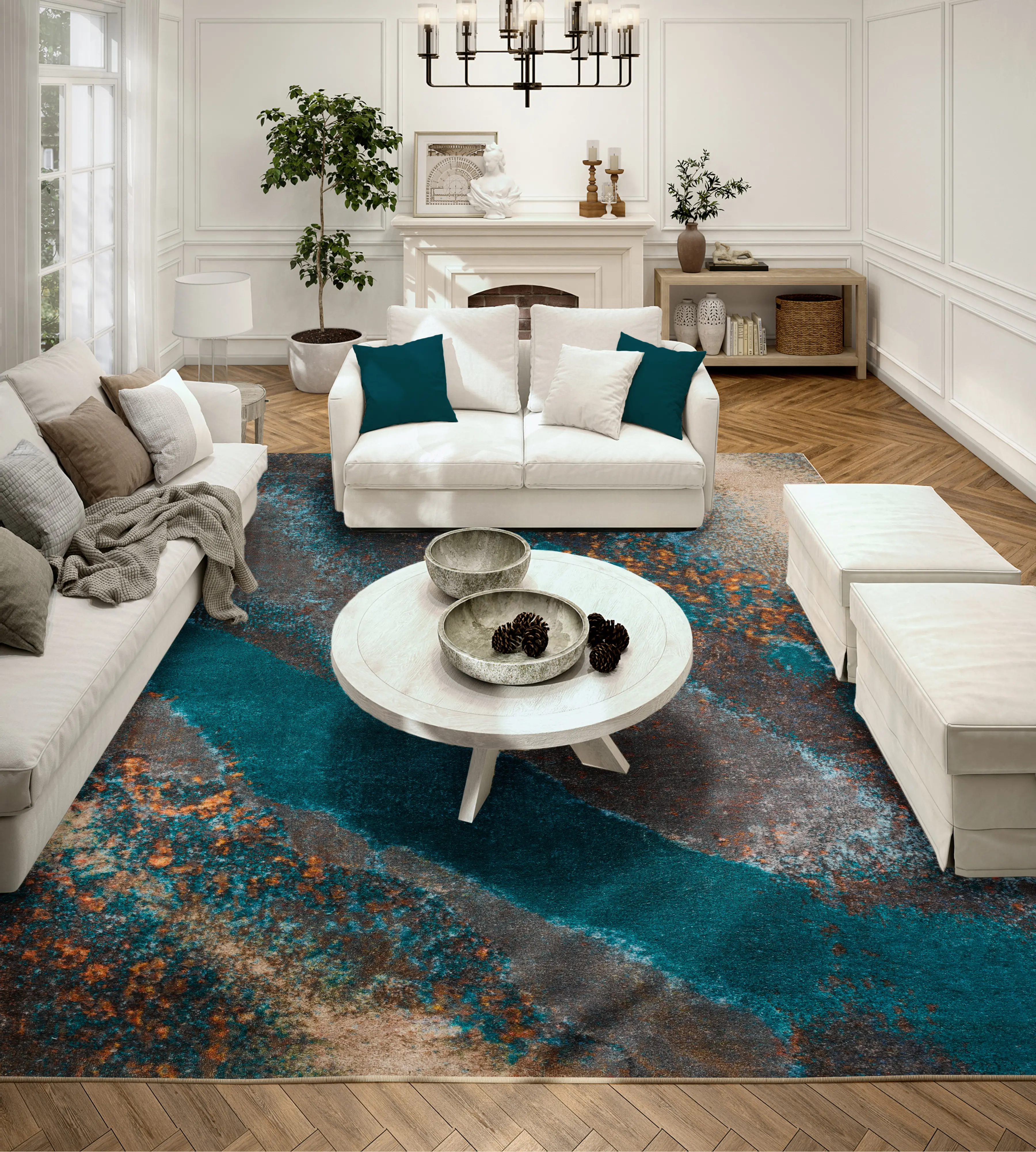 BR100MO8X10 Brisbane 8 x 10 Teal Moonstruck Area Rug-3