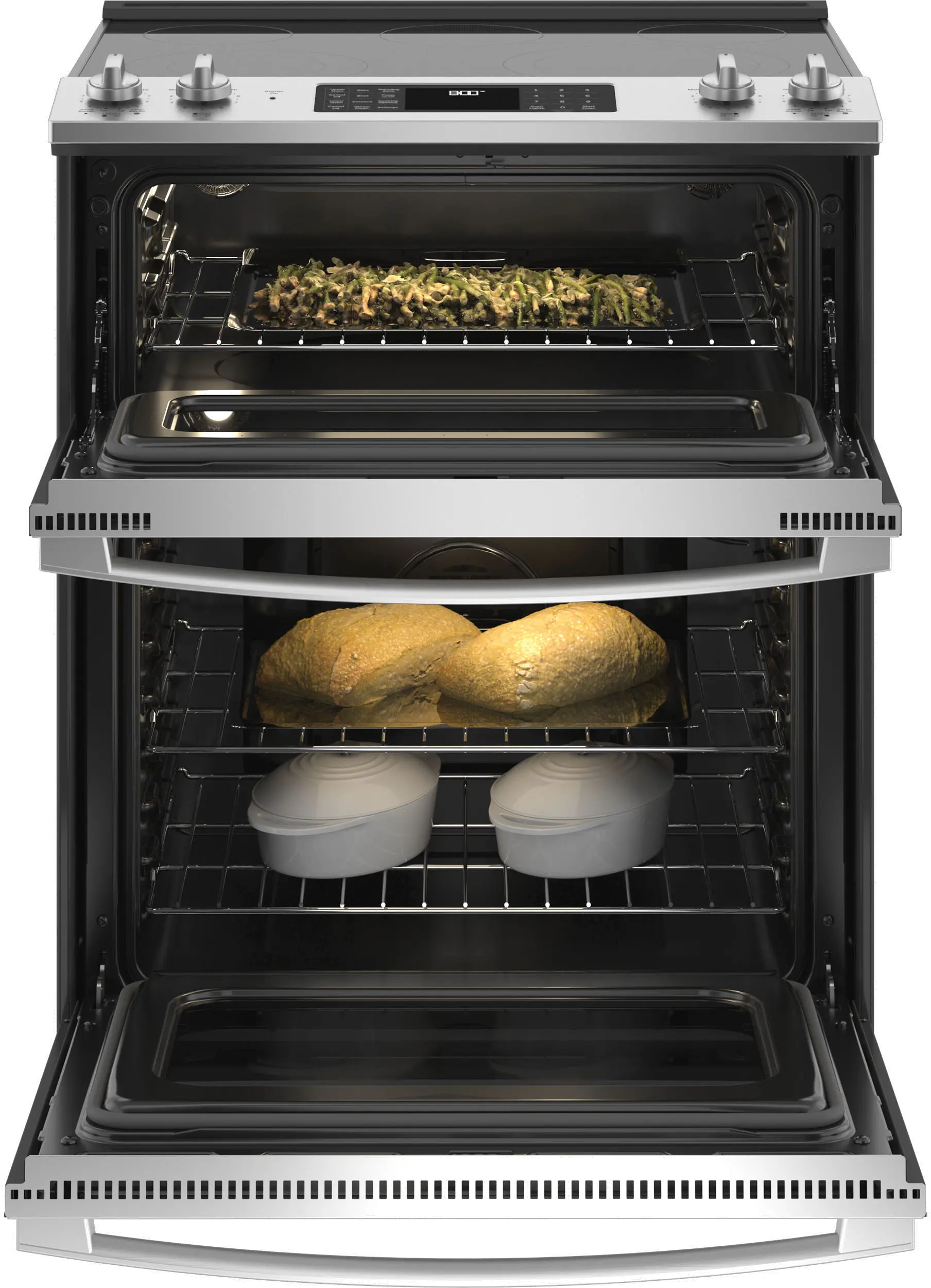 JSS86SPSS GE Slide-In Double Oven Range - Stainless Steel-2