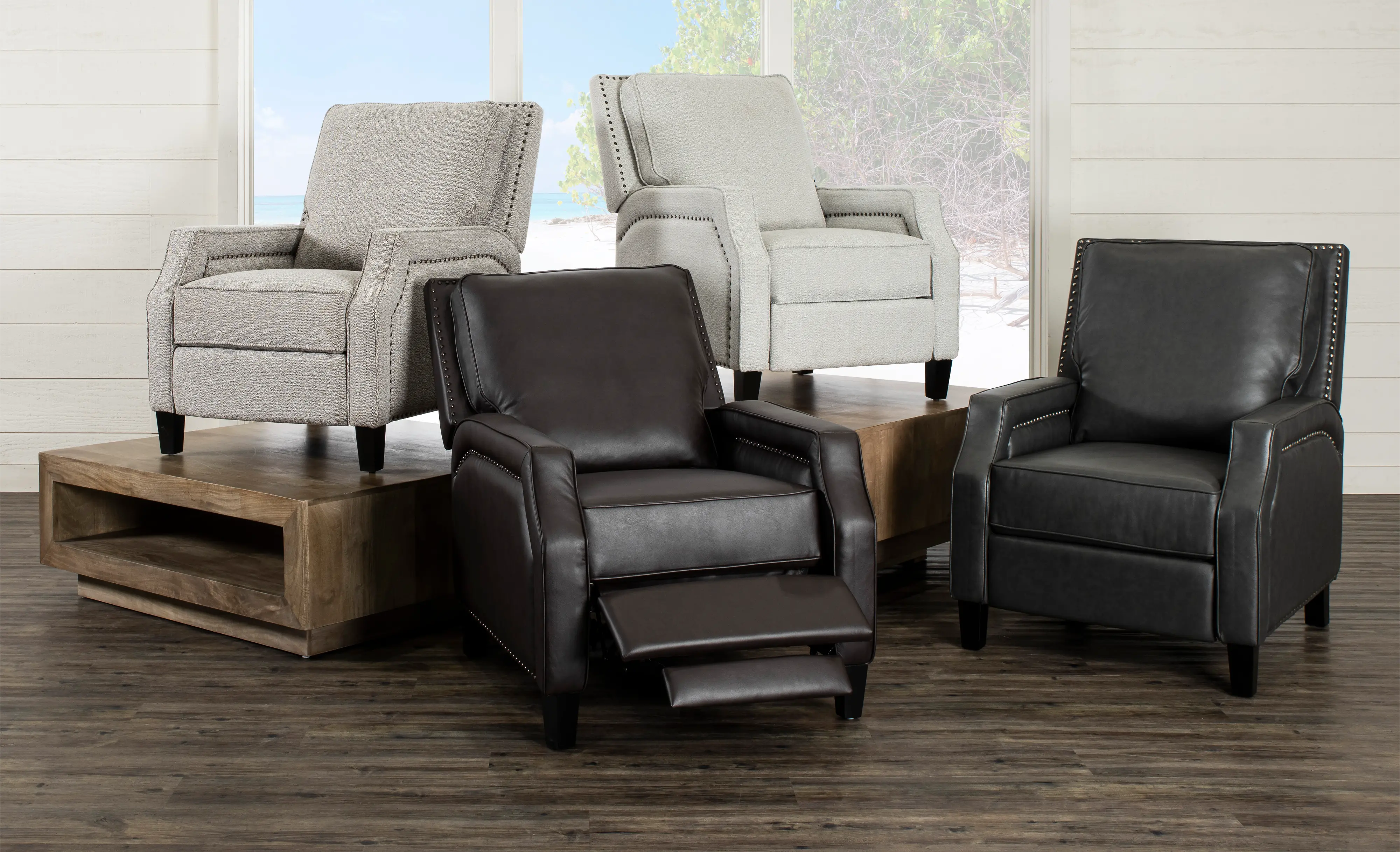 Portico Marble Gray Pushback Recliner-6