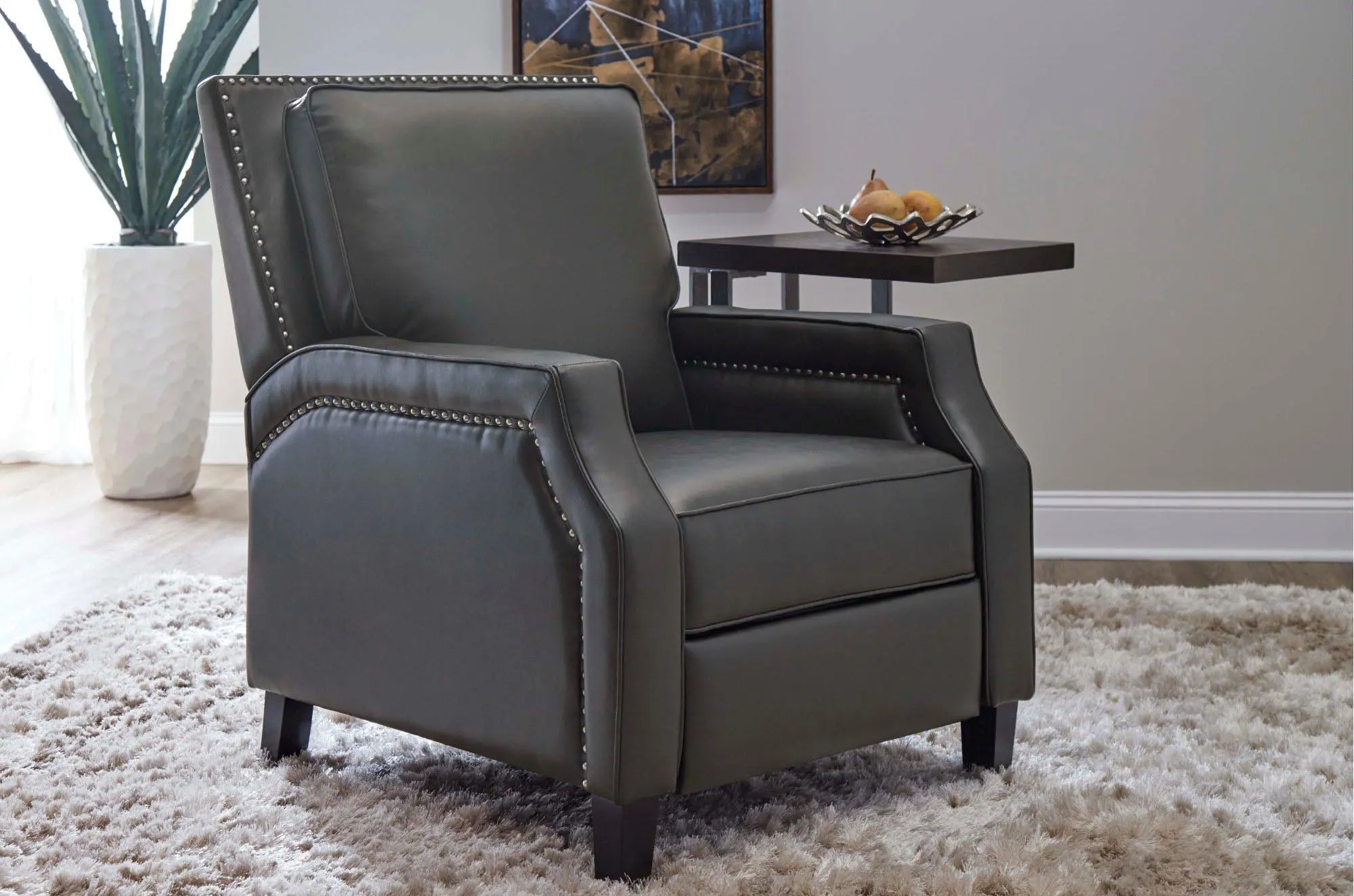 Portico Dark Gray Pushback Recliner-5