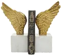 Set of 2 Aluminum and Gold Wing Bookends