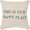 Script Neutral Happy Place Accent Pillow