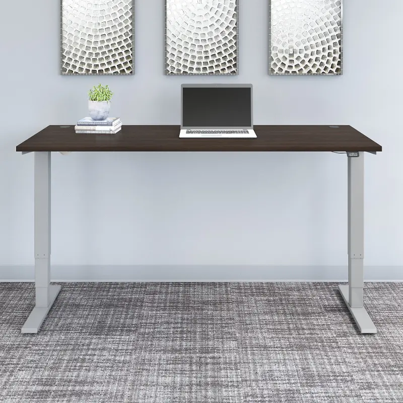 M4S7230BWSK Black Walnut 72 Inch Adjustable Stand Desk - Bush Furniture