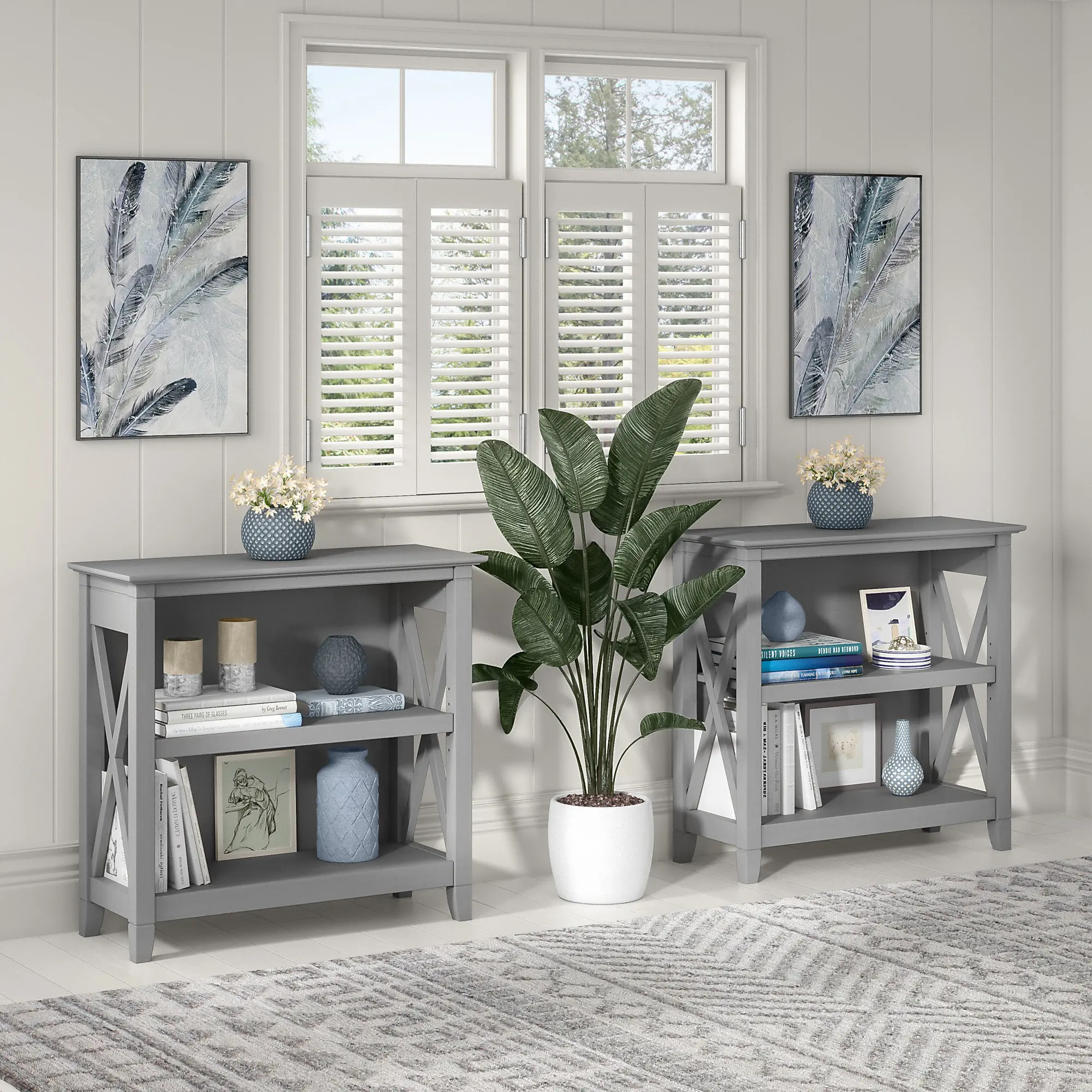 KWB124CG-03 Key West Cape Cod Gray 2-Shelf Bookcase-2