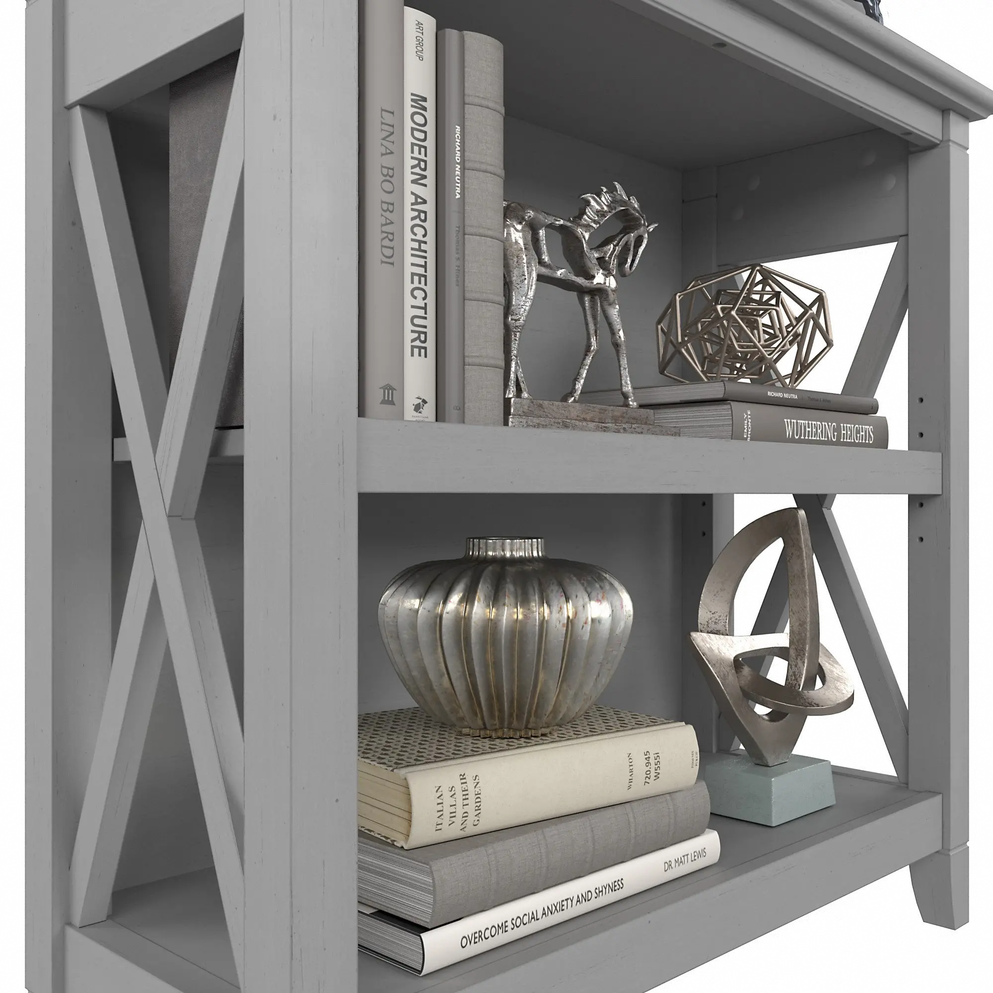KWB124CG-03 Key West Cape Cod Gray 2-Shelf Bookcase-5