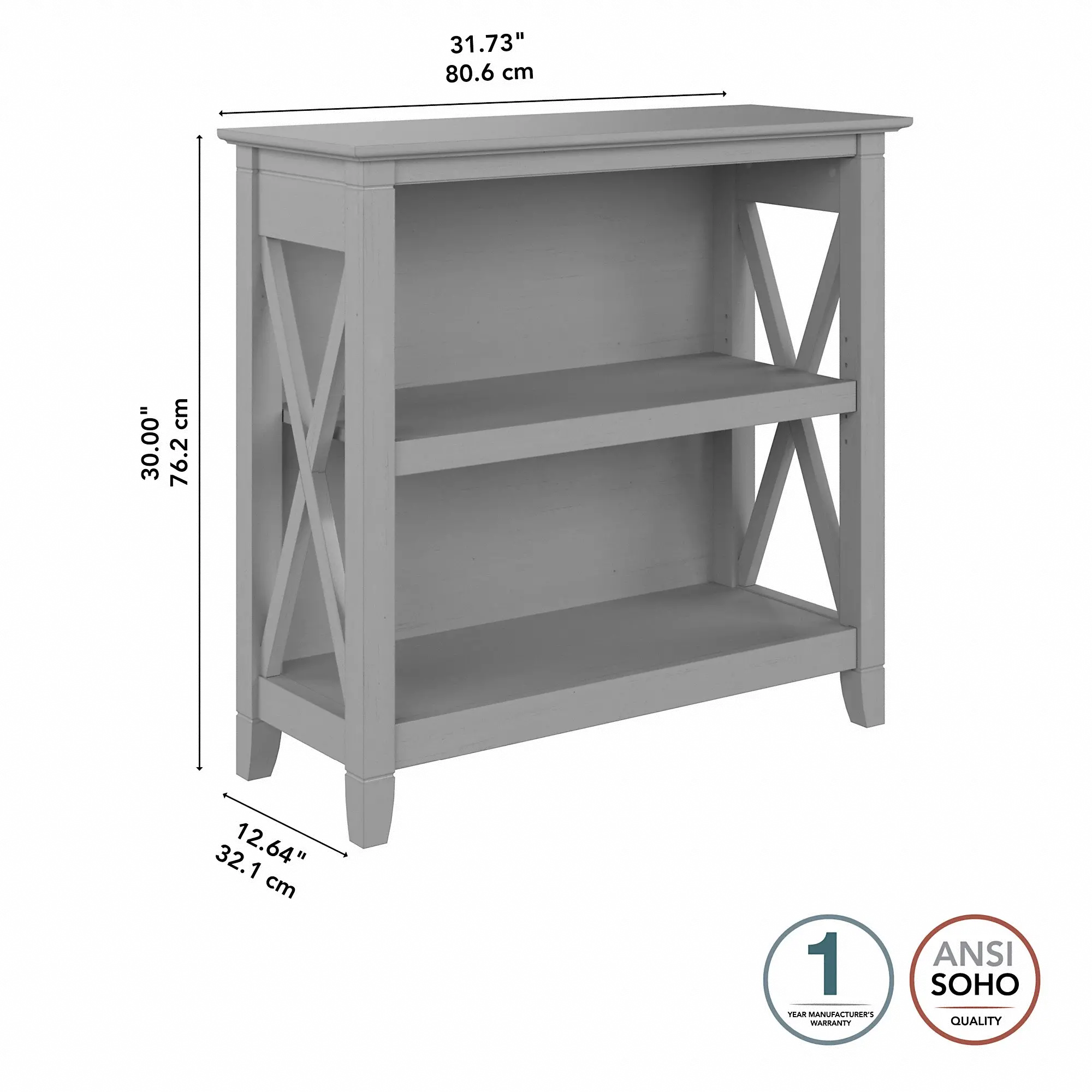 KWB124CG-03 Key West Cape Cod Gray 2-Shelf Bookcase-7