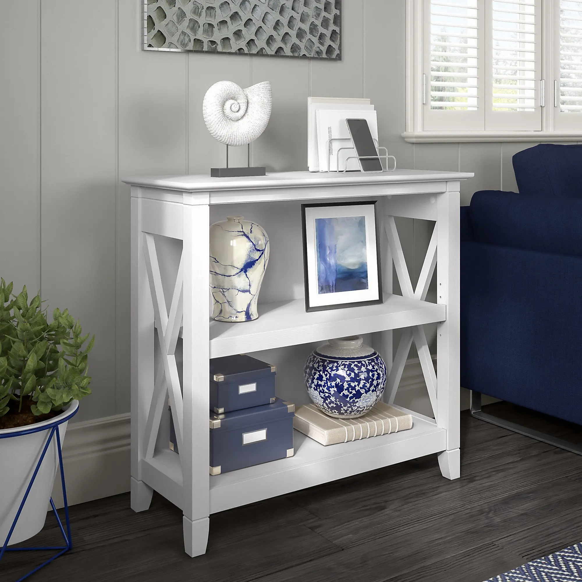 KWB124WT-03 Key West White Oak 2-Shelf Bookcase-1