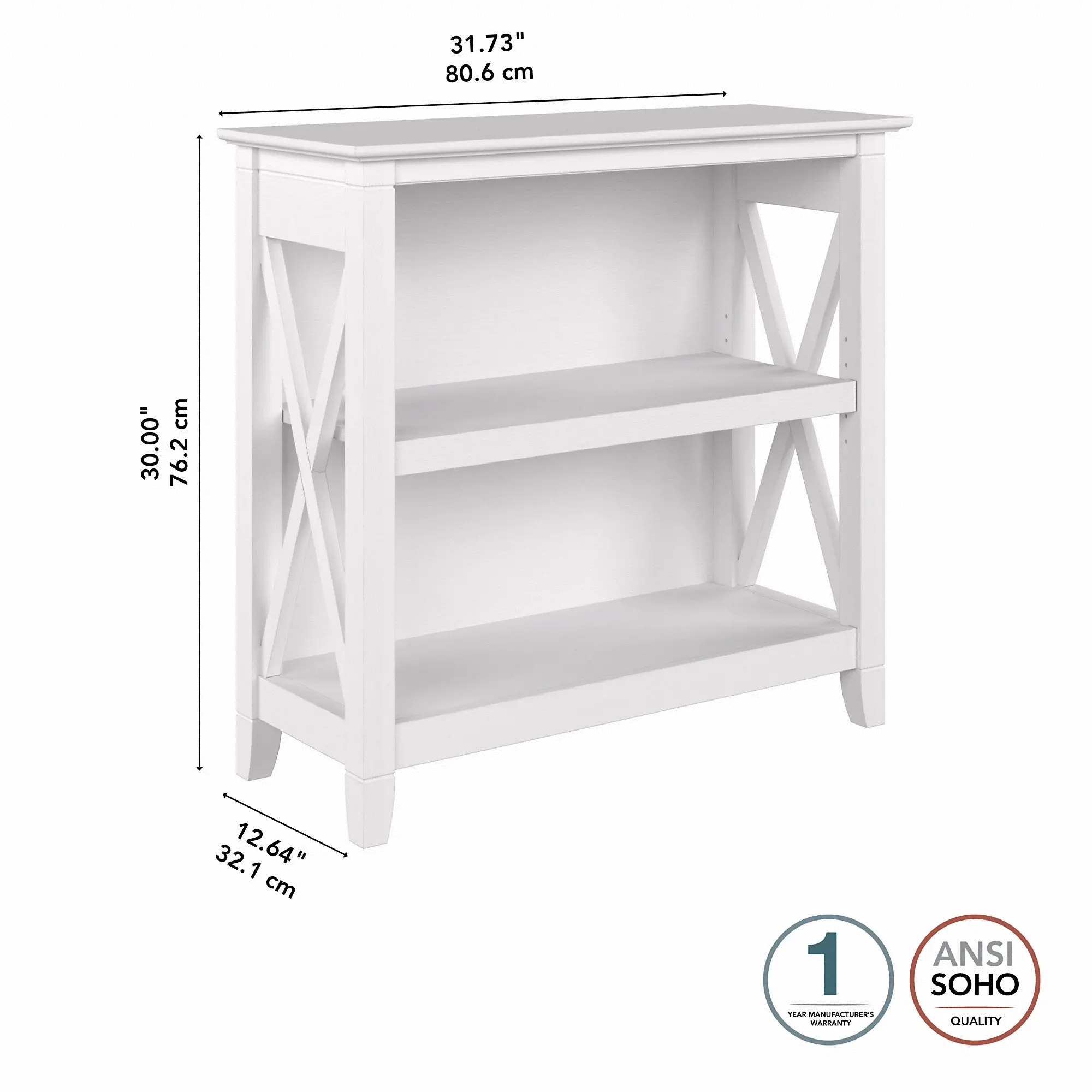 KWB124WT-03 Key West White Oak 2-Shelf Bookcase-7