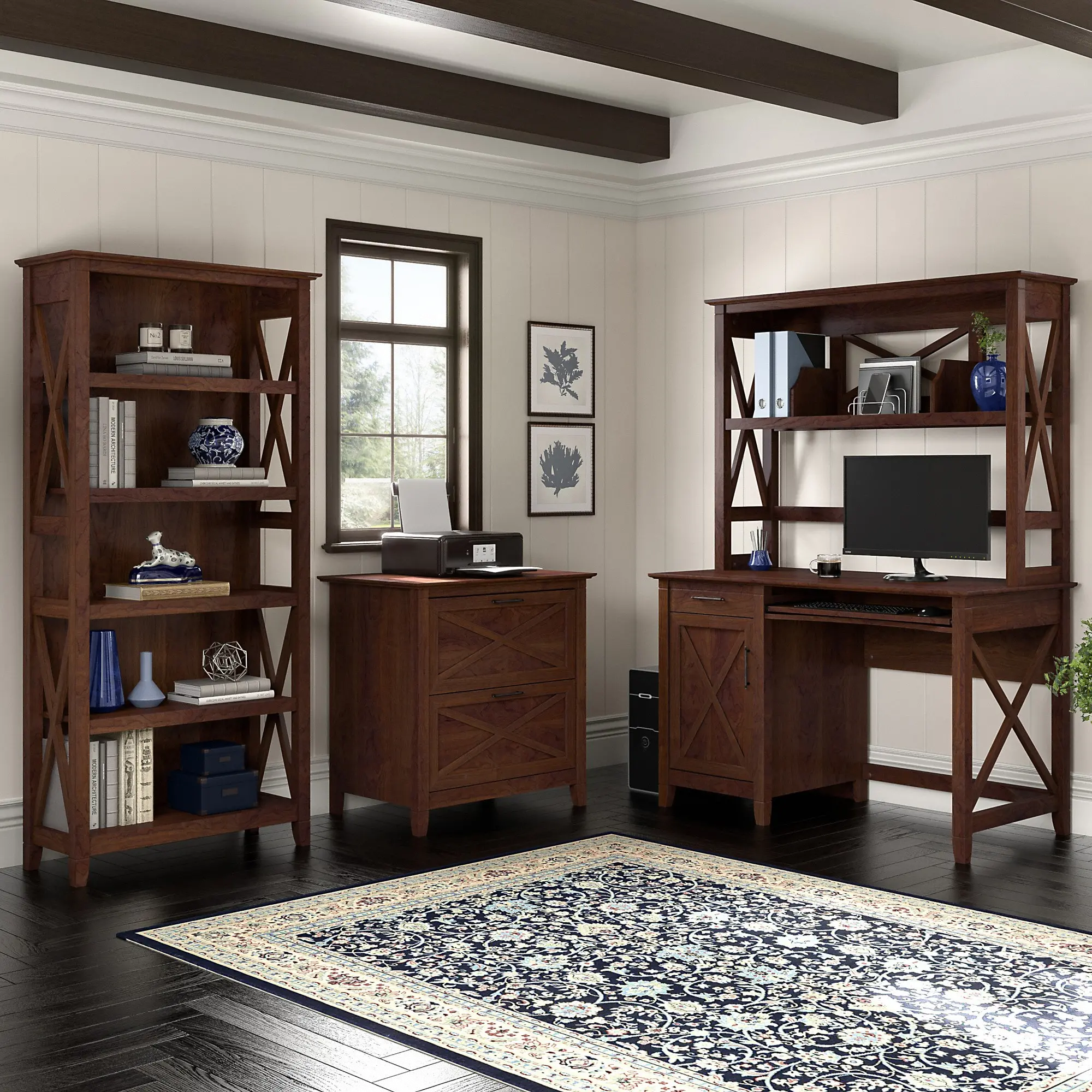 KWD248BC-03 Key West Bing Cherry 48 Inch Desk and Hutch-2