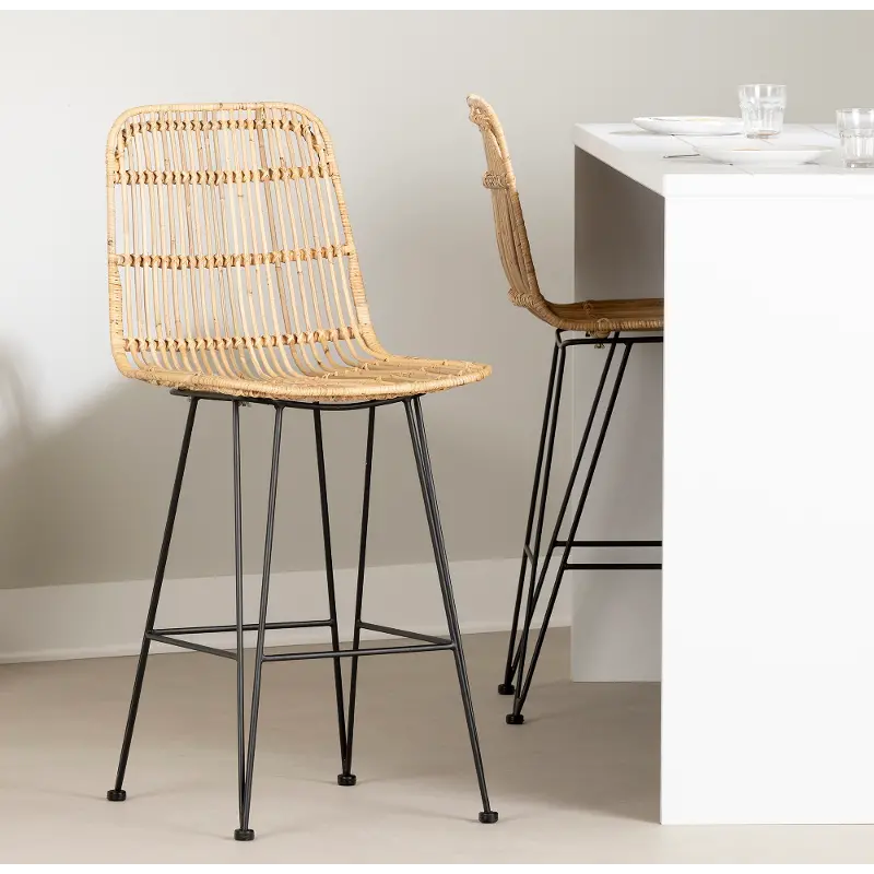 13167 Balka Natural Rattan Counter Height Stool, Set of 2 - South Shore