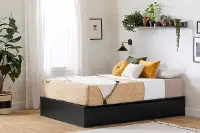 13254 Fusion Black Queen Platform Bed with Six Drawers for Storage