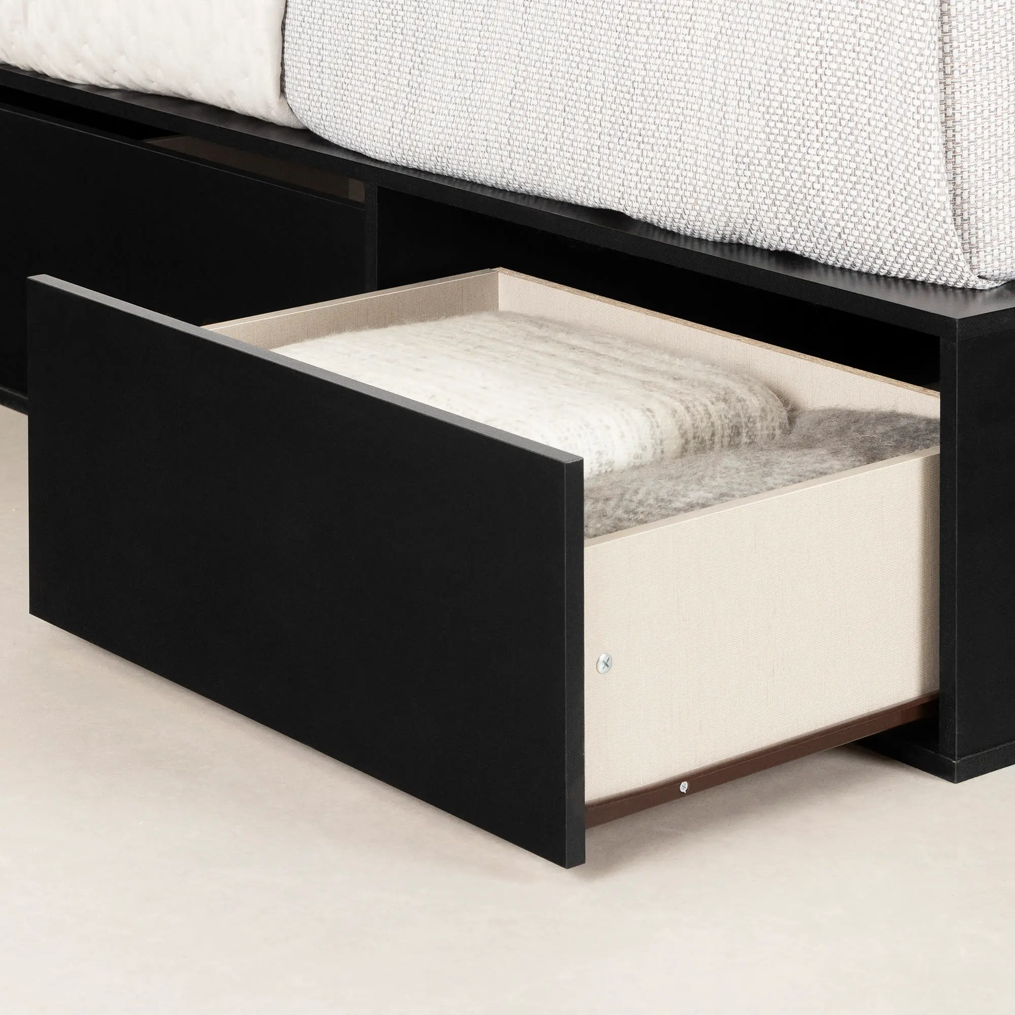 13254 Fusion Black Queen Platform Bed with Six Drawers for Storage-4