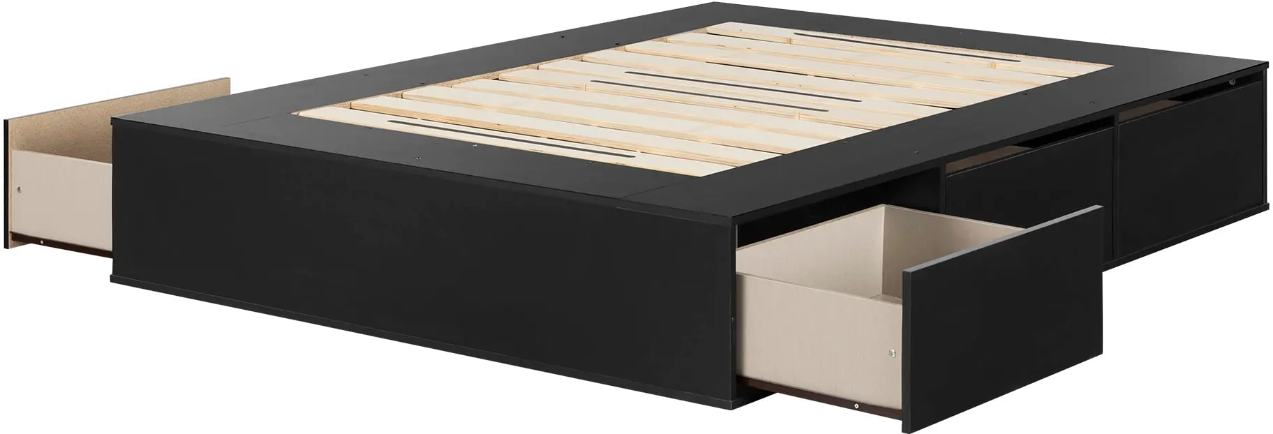 13254 Fusion Black Queen Platform Bed with Six Drawers for Storage-5