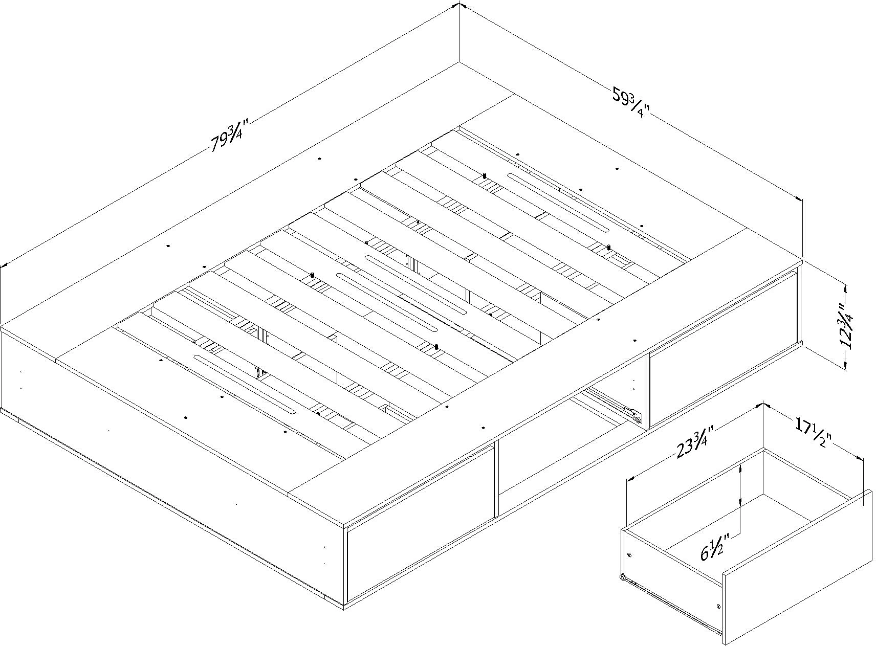 13254 Fusion Black Queen Platform Bed with Six Drawers for Storage-7