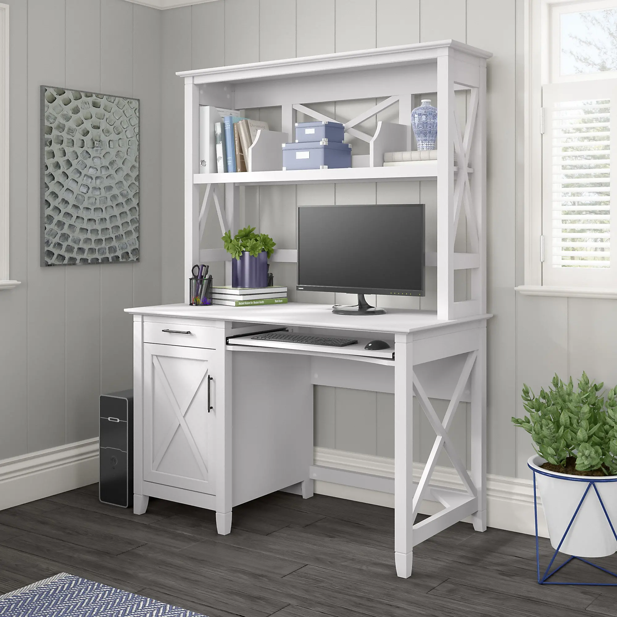 KWD248WT-03 Key West White Oak 48 Inch Desk and Hutch-2