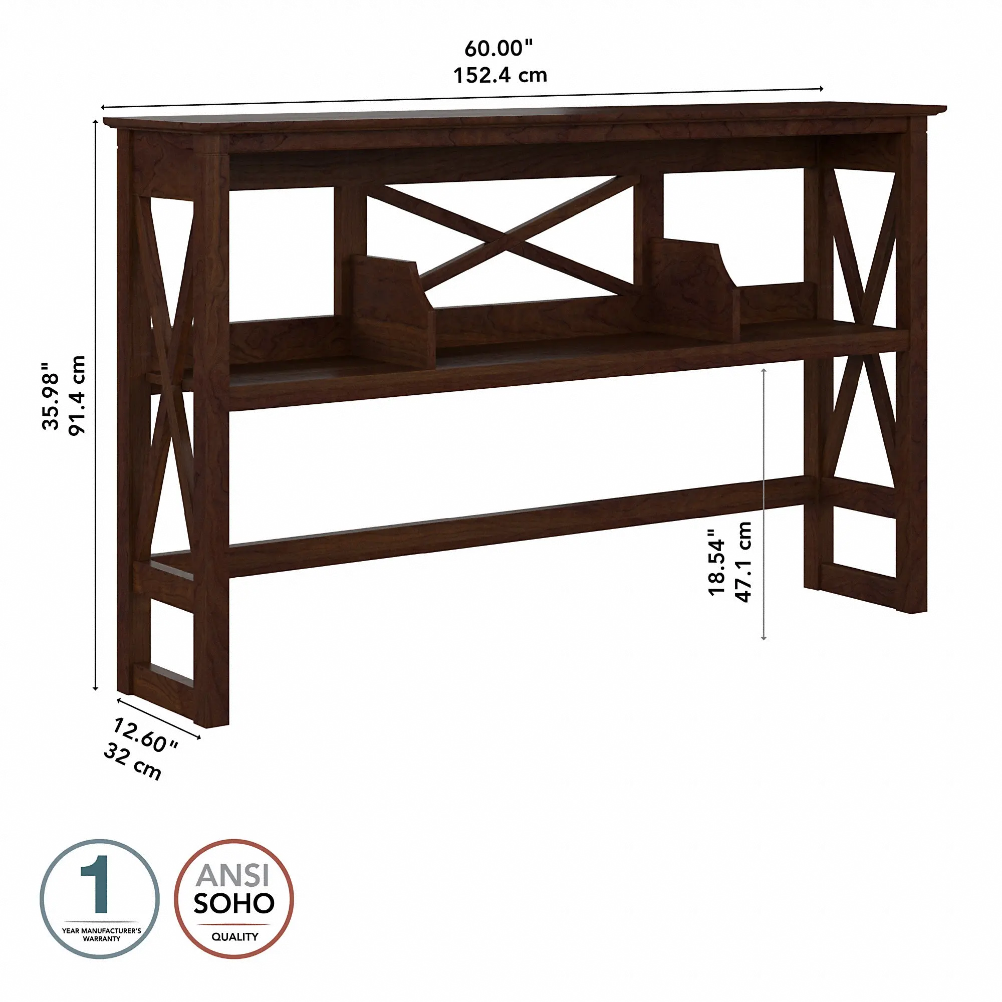 KWH160BC-03 Key West Bing Cherry 60 Inch Desk Hutch-7