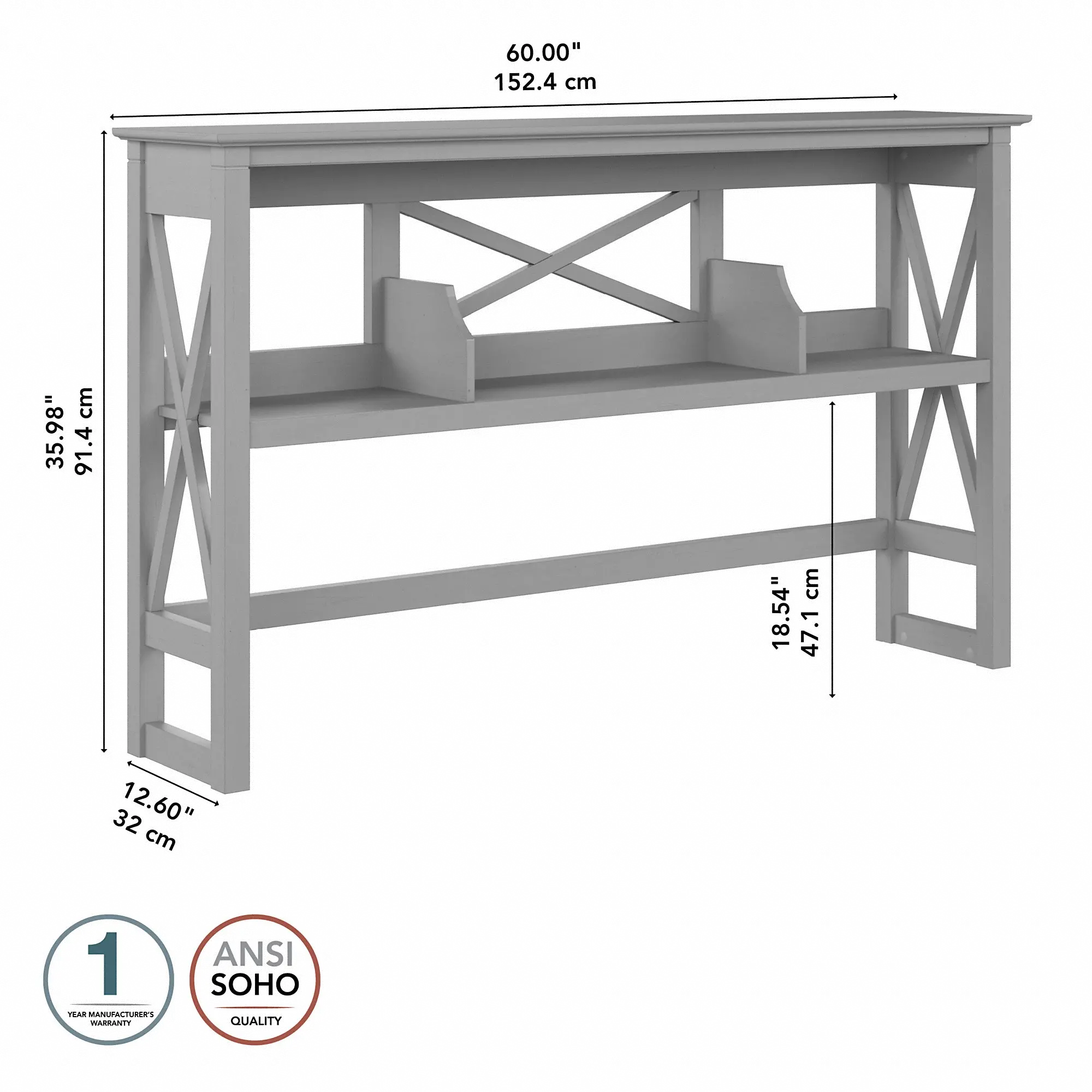 KWH160CG-03 Key West Cape Cod Gray 60 Inch Desk Hutch-7