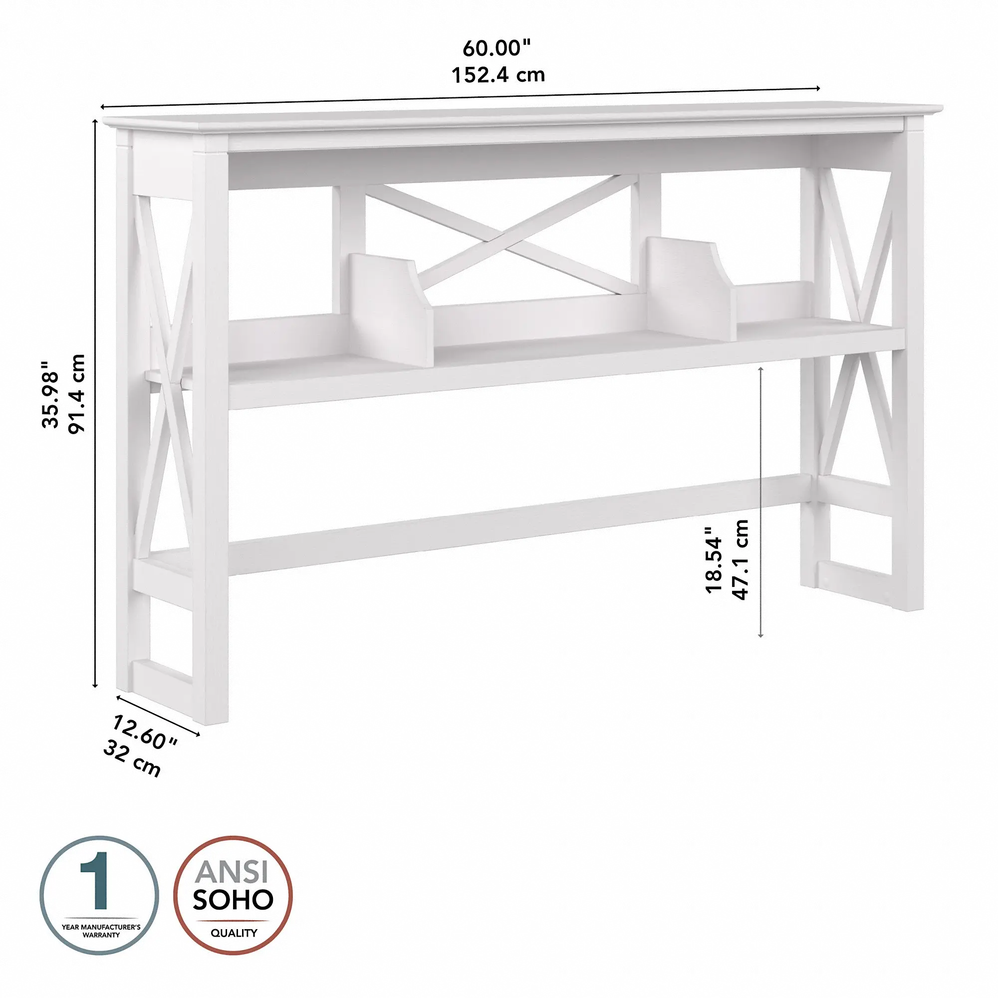 KWH160WT-03 Key West White Oak 60 Inch Desk Hutch-7