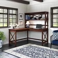 KWS048BC Key West Bing Cherry 60 Inch L Shaped Desk with Hutch