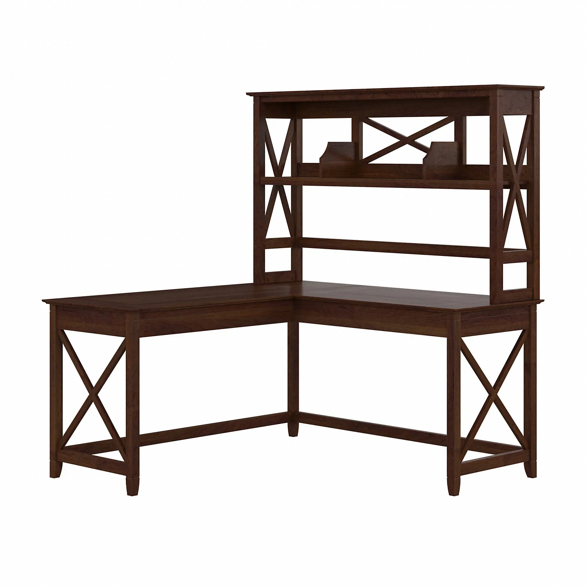 KWS048BC Key West Bing Cherry 60 Inch L Shaped Desk with Hutch-2