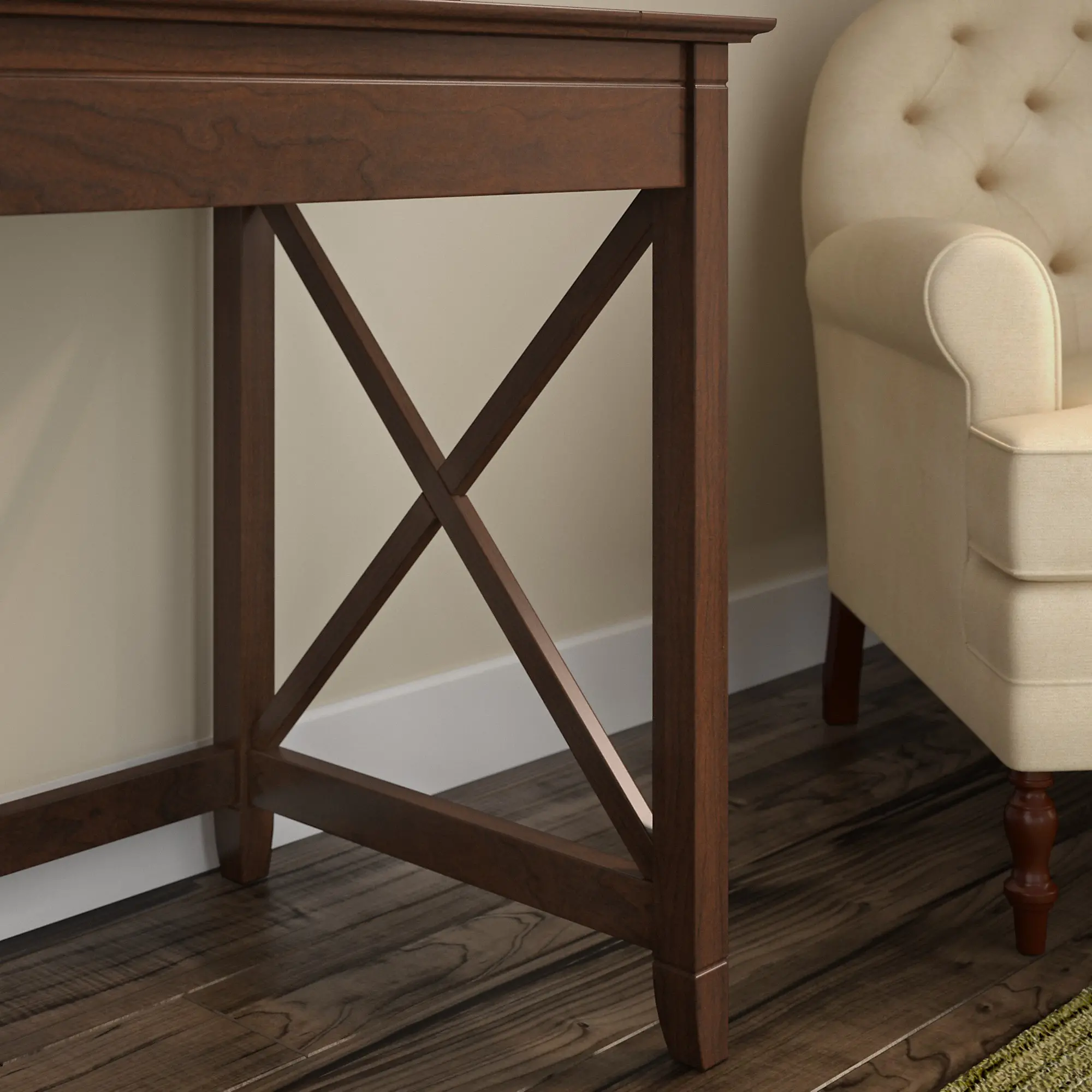 KWS048BC Key West Bing Cherry 60 Inch L Shaped Desk with Hutch-3