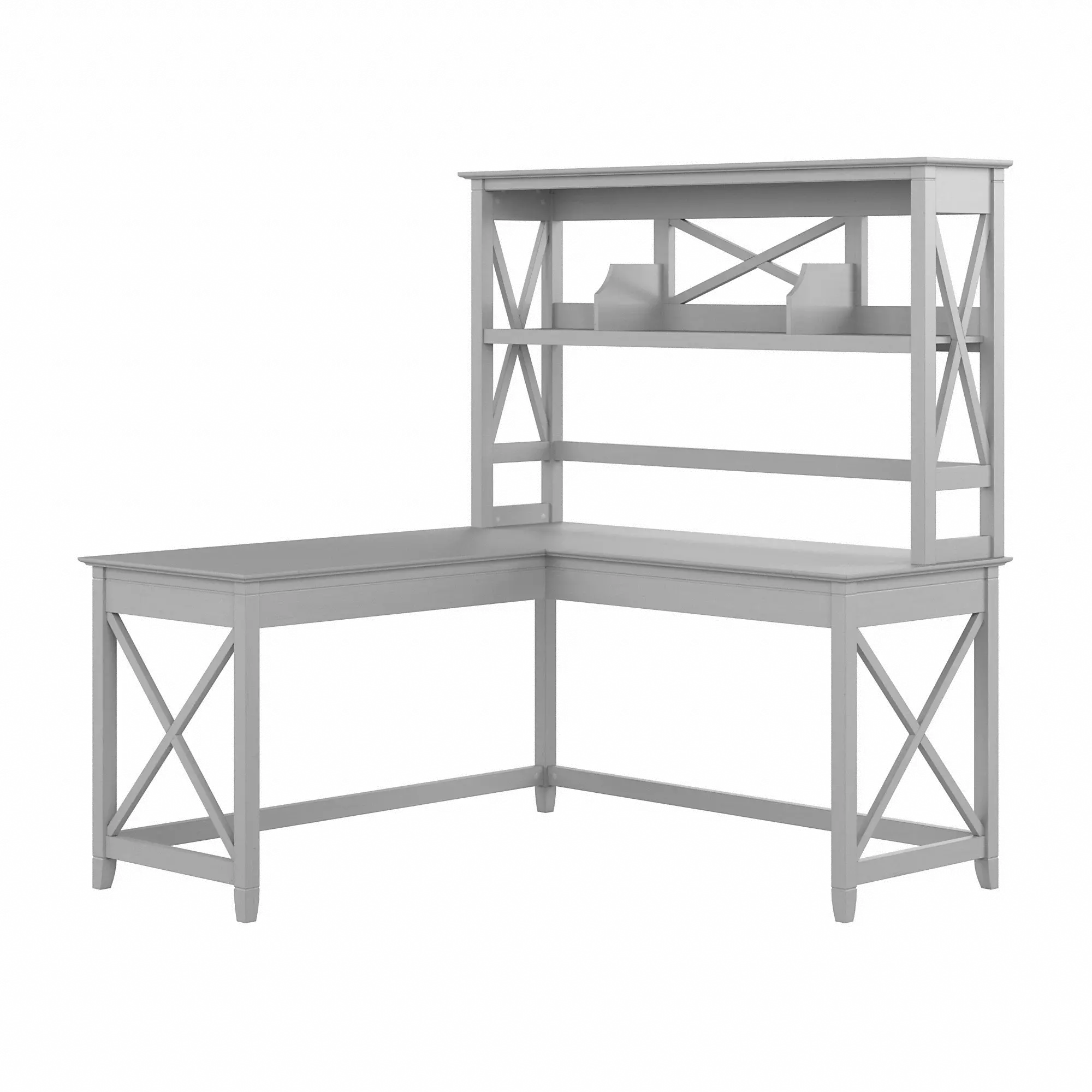 KWS048CG Key West Cape Cod Gray 60 Inch L Shaped Desk with Hutch-2