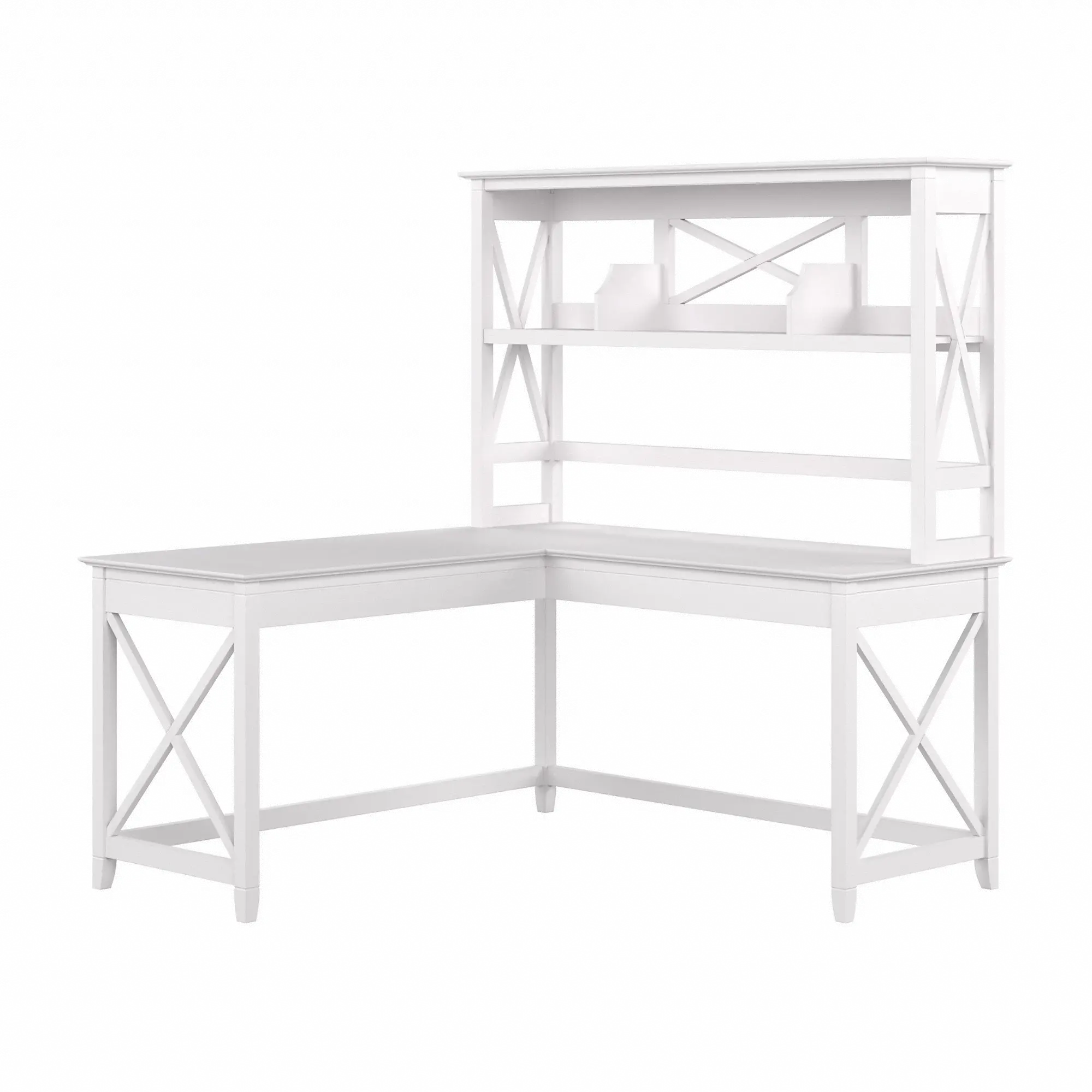 KWS048WT Key West White Oak 60 Inch L Shaped Desk with Hutch-2