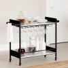 13447 City Life Black and Faux Carrara Marble Bar Cart
