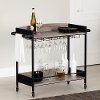 13448 City Life Black and Weathered Oak Bar Cart
