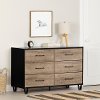 13480 Arlen Weathered Oak and Matte Black 6 Drawer Dresser