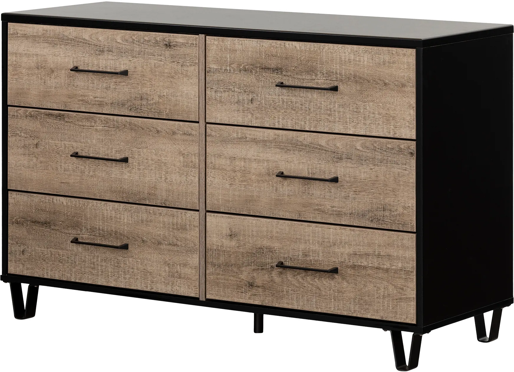 13480 Arlen Weathered Oak and Matte Black 6 Drawer Dresser-7